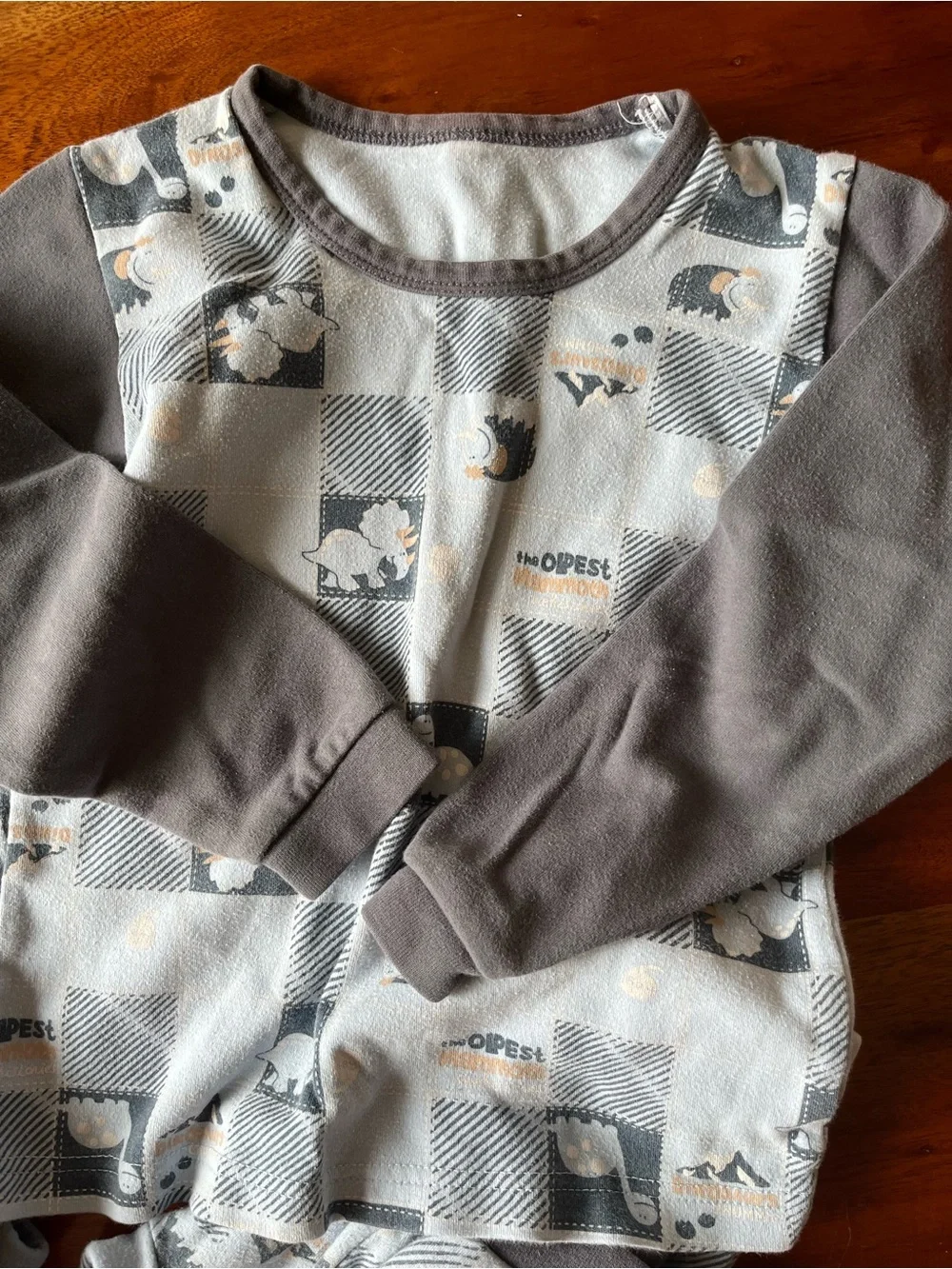 Kids Cotton Pajama Sets of 2 - Blue & Cream Dino Prints